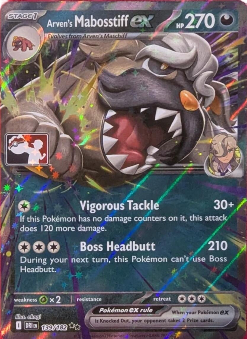 Image for Arven's Mabosstiff ex (139/182) (Prize Pack Series Cards) - Pokemon