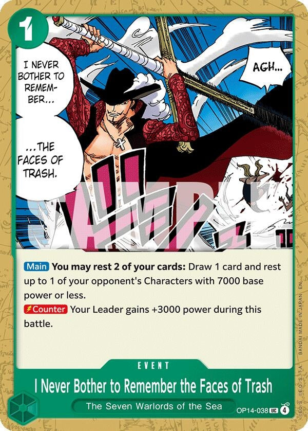 Image for I Never Bother to Remember the Faces of Trash (OP14-038) (The Azure Sea's Seven) (OP14) - One Piece Card Game