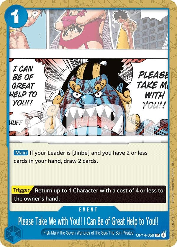 Image for Please Take Me with You!! I Can Be of Great Help to You!! (OP14-059) (The Azure Sea's Seven) (OP14) - One Piece Card Game
