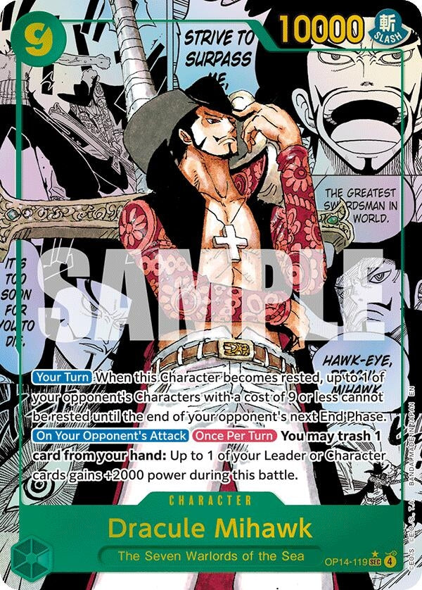 Image for Dracule Mihawk (Manga) (OP14-119) (The Azure Sea's Seven) (OP14) - One Piece Card Game