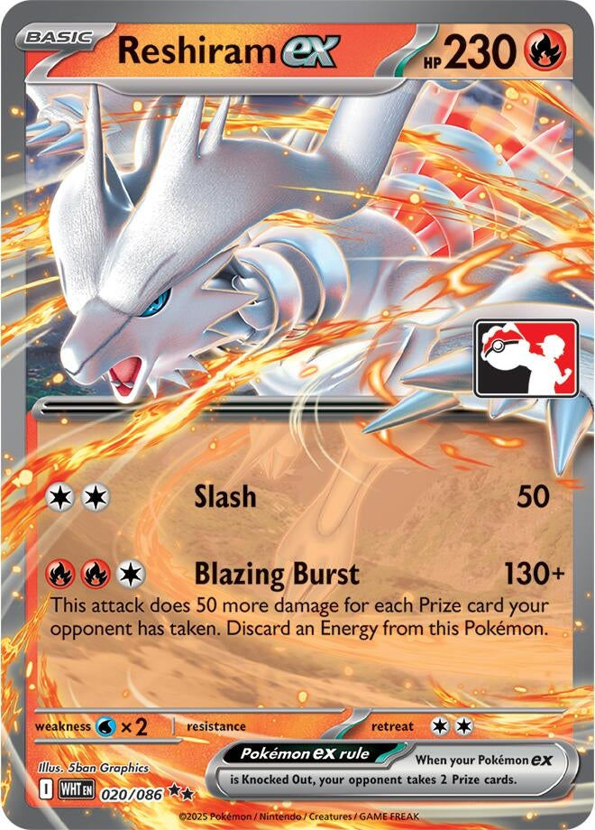 Image for Reshiram ex (020/086) (Prize Pack Series Cards) - Pokemon
