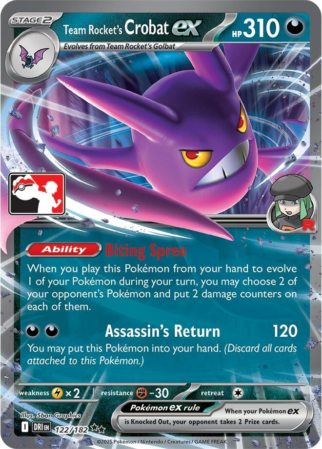 Image for Team Rocket's Crobat ex (122/182) (Prize Pack Series Cards) - Pokemon