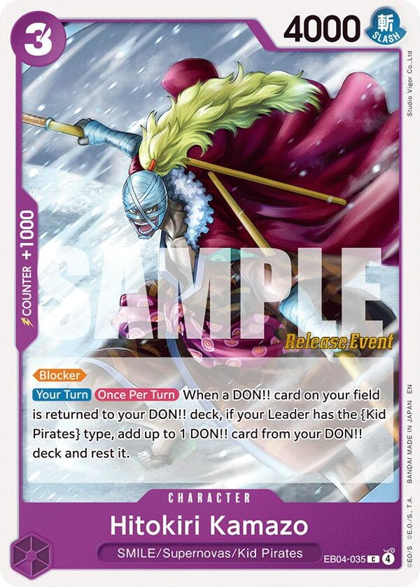 Image for Hitokiri Kamazo (EB04-035) (The Azure Sea's Seven Release Event Cards) (OP14 RE) - One Piece Card Game