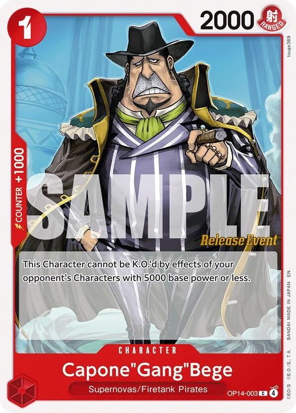 Image for Capone"Gang"Bege (OP14-003) (The Azure Sea's Seven Release Event Cards) (OP14 RE) - One Piece Card Game