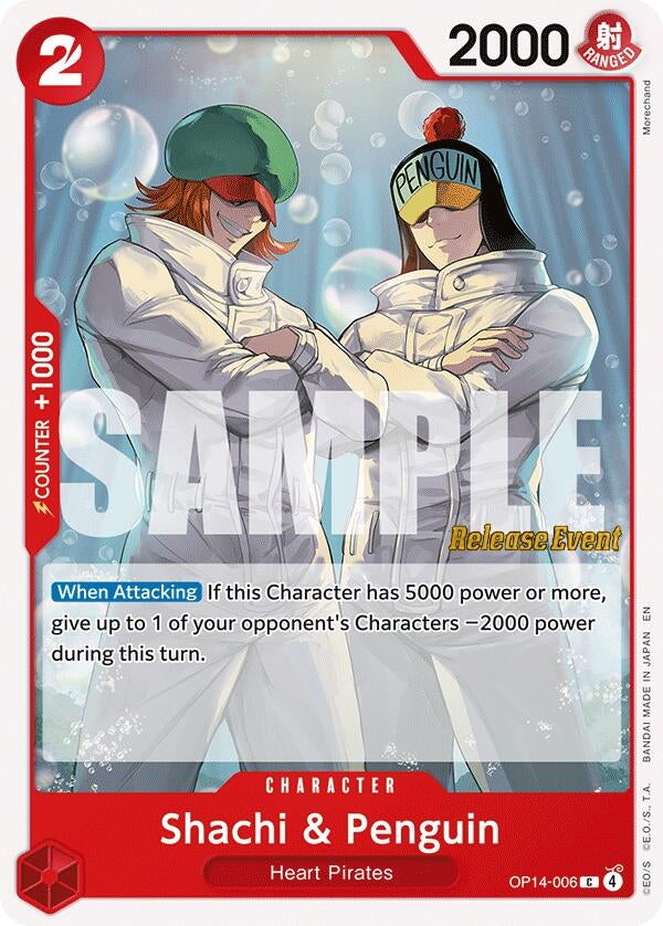 Image for Shachi & Penguin (OP14-006) (The Azure Sea's Seven Release Event Cards) (OP14 RE) - One Piece Card Game