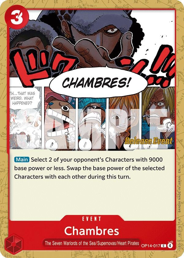 Image for Chambres (OP14-017) (The Azure Sea's Seven Release Event Cards) (OP14 RE) - One Piece Card Game