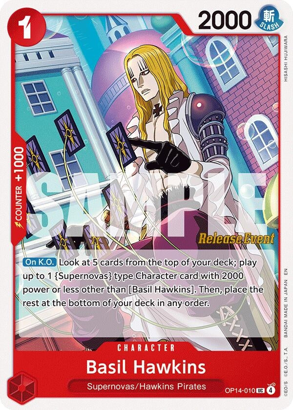 Image for Basil Hawkins (OP14-010) (The Azure Sea's Seven Release Event Cards) (OP14 RE) - One Piece Card Game