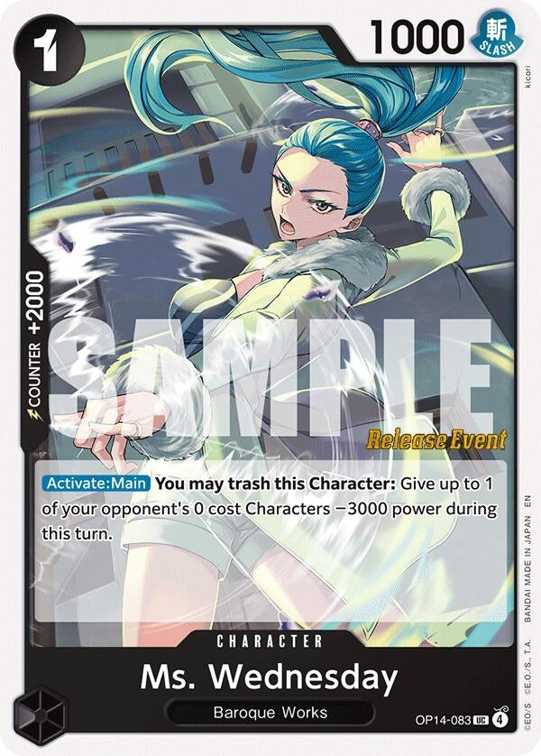 Image for Ms. Wednesday (OP14-083) (The Azure Sea's Seven Release Event Cards) (OP14 RE) - One Piece Card Game