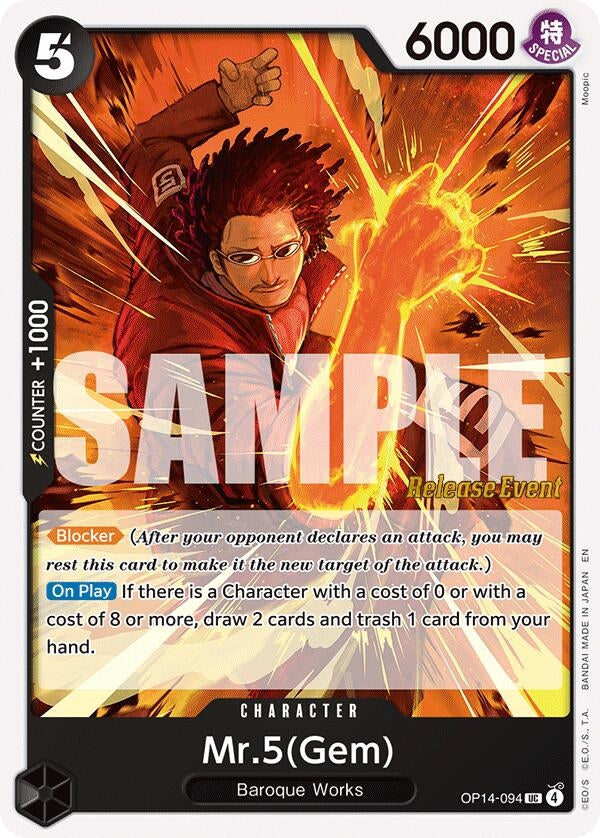 Image for Mr.5(Gem) (OP14-094) (The Azure Sea's Seven Release Event Cards) (OP14 RE) - One Piece Card Game