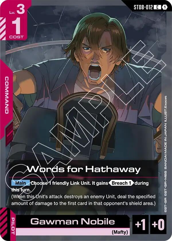 Image for Words for Hathaway (ST08-012) (Starter Deck 08: Flash of Radiance) (ST08) - Gundam Card Game