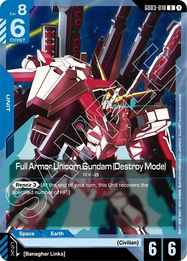 Image for Full Armor Unicorn Gundam (Destroy Mode) (GD03-010) (Steel Requiem) (GD03) - Gundam Card Game