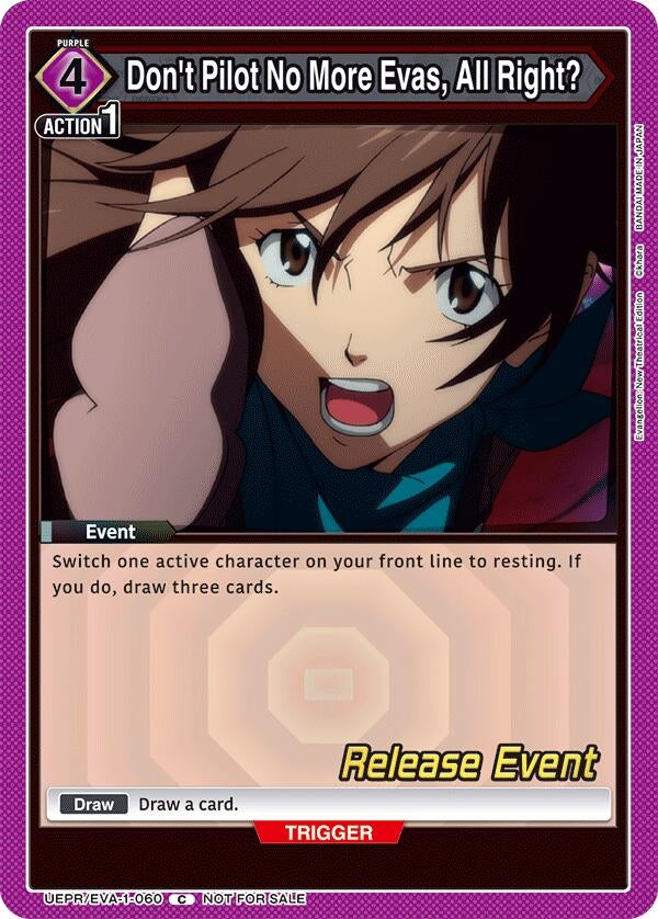 Image for Don't Pilot No More Evas, All Right? (UEPR/EVA-1-060) (UE15BT: Evangelion: New Theatrical Edition Release Event Cards) (UE15BT_RE) - Union Arena