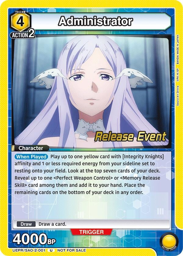 Image for Administrator (UEPR/SAO-2-001) (UEX06BT: Sword Art Online Vol.2 Release Event Cards) (UEX06BT_RE) - Union Arena