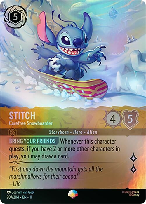 Image for Stitch - Carefree Snowboarder (Epic) (207/204) (Winterspell) (11) - Disney Lorcana