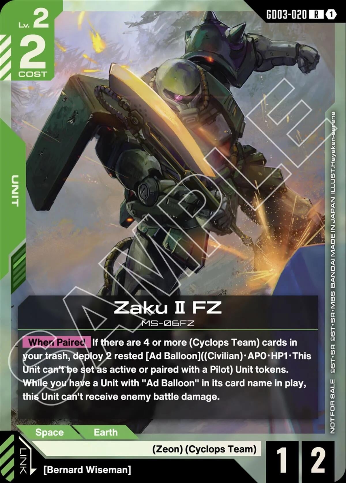 Image for Zaku II FZ (GD03 Release Event) (GD03-020) (Gundam Promotional Cards) (GCG-PR) - Gundam Card Game