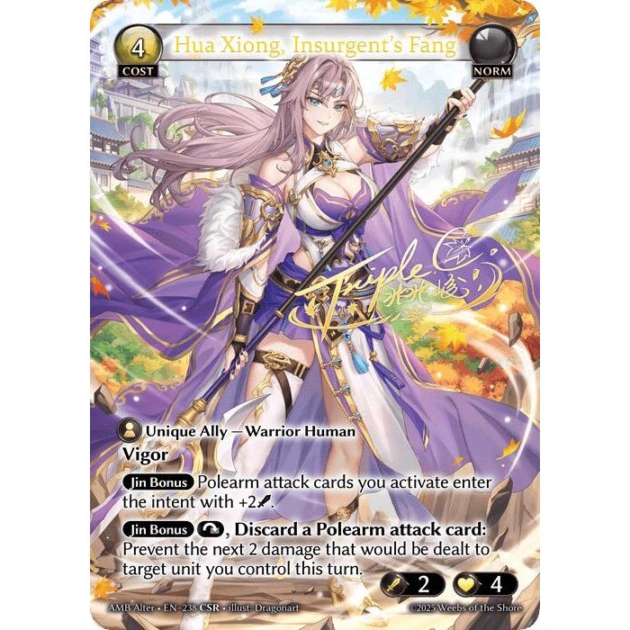 Image for Hua Xiong, Insurgent's Fang (CSR) (238) (Mortal Ambition Alter Edition) - Grand Archive TCG