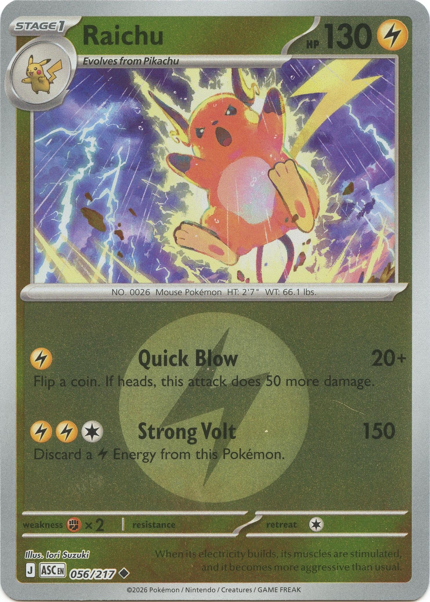 Image for Raichu (Energy Symbol Pattern) (056/217) (ME: Ascended Heroes) - Pokemon