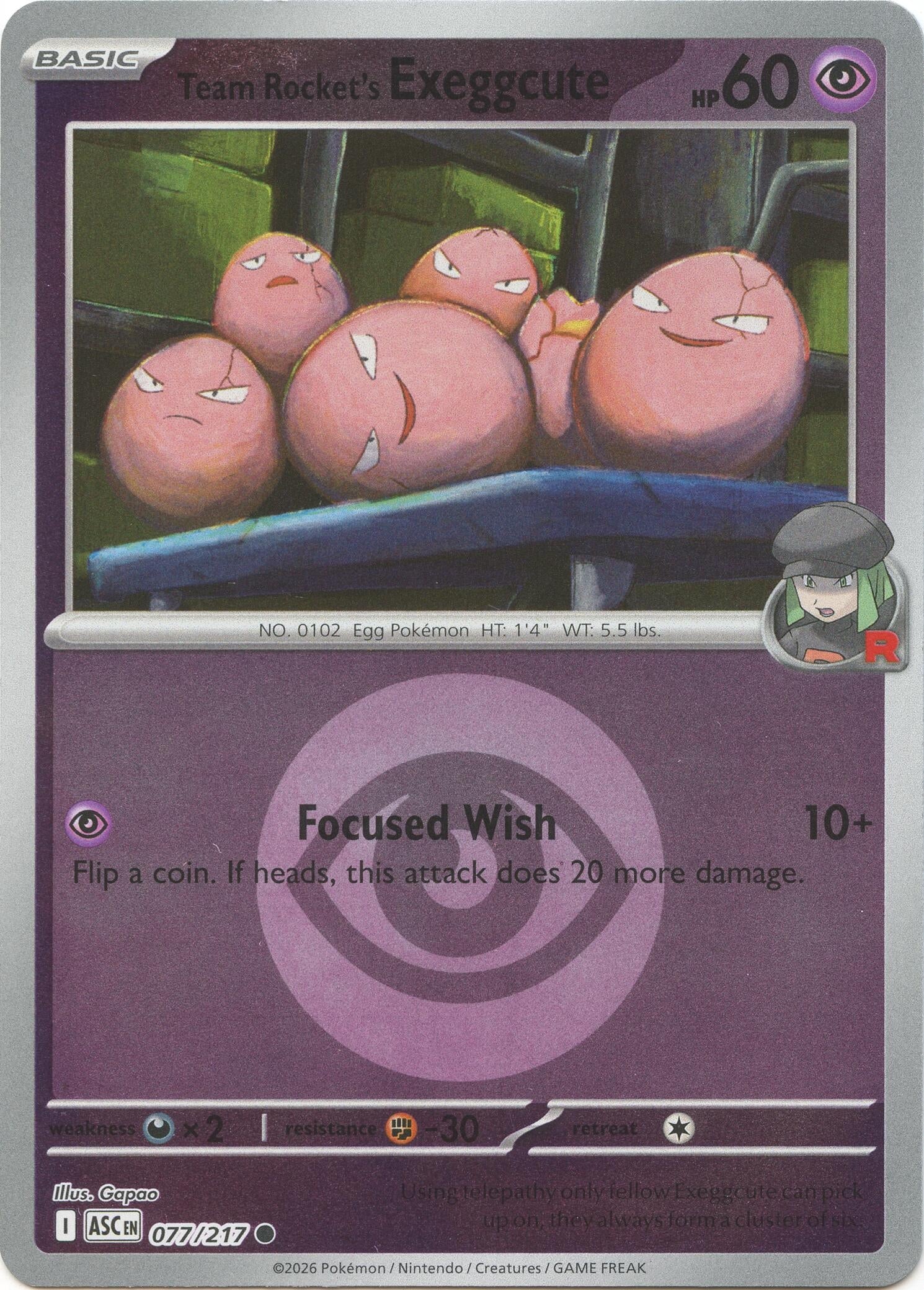 Image for Team Rocket's Exeggcute (Energy Symbol Pattern) (077/217) (ME: Ascended Heroes) - Pokemon