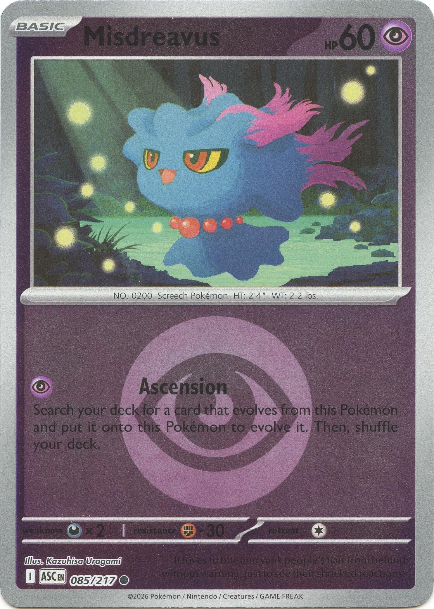 Image for Misdreavus - 085/217 (Energy Symbol Pattern) (085/217) (ME: Ascended Heroes) - Pokemon