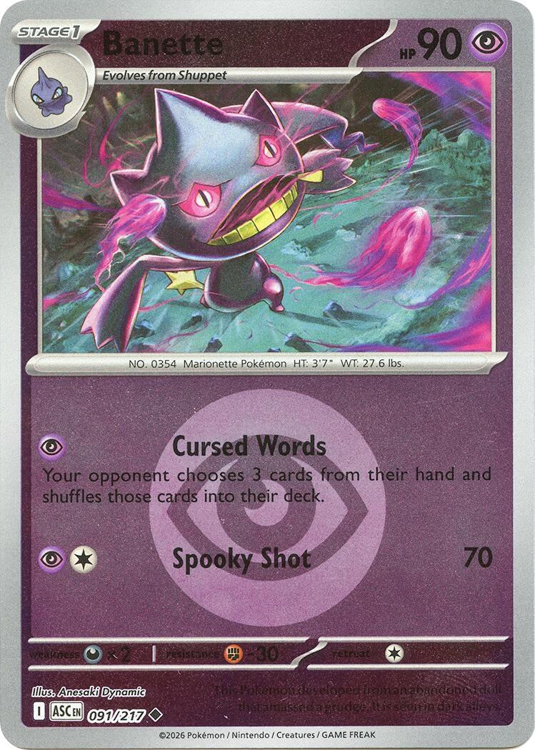 Image for Banette - 091/217 (Energy Symbol Pattern) (091/217) (ME: Ascended Heroes) - Pokemon