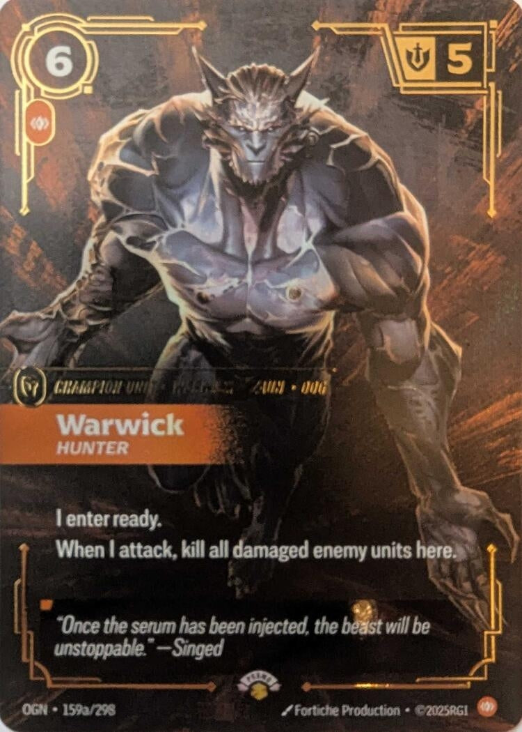 Image for Warwick - Hunter (159a/298) (Riftbound Promotional Cards) (PR) - Riftbound: League of Legends Trading Card Game