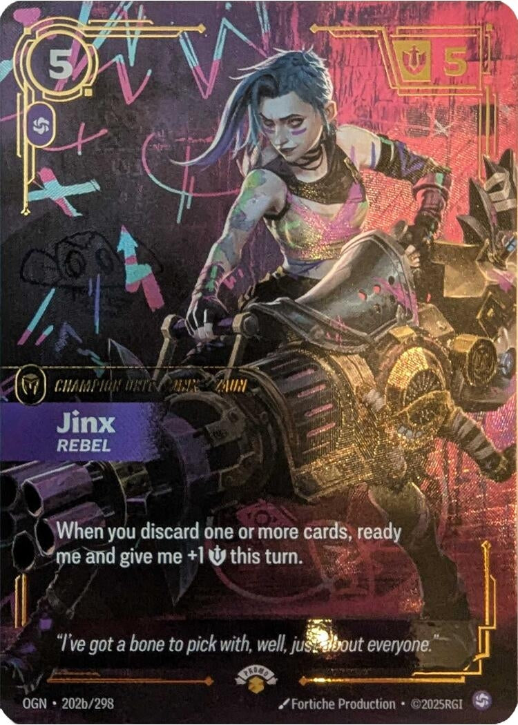 Image for Jinx - Rebel (202/298) (Riftbound Promotional Cards) (PR) - Riftbound: League of Legends Trading Card Game