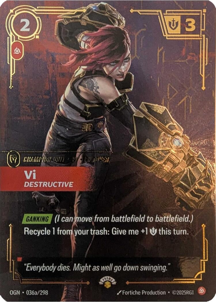 Image for Vi - Destructive (036a/298) (Riftbound Promotional Cards) (PR) - Riftbound: League of Legends Trading Card Game