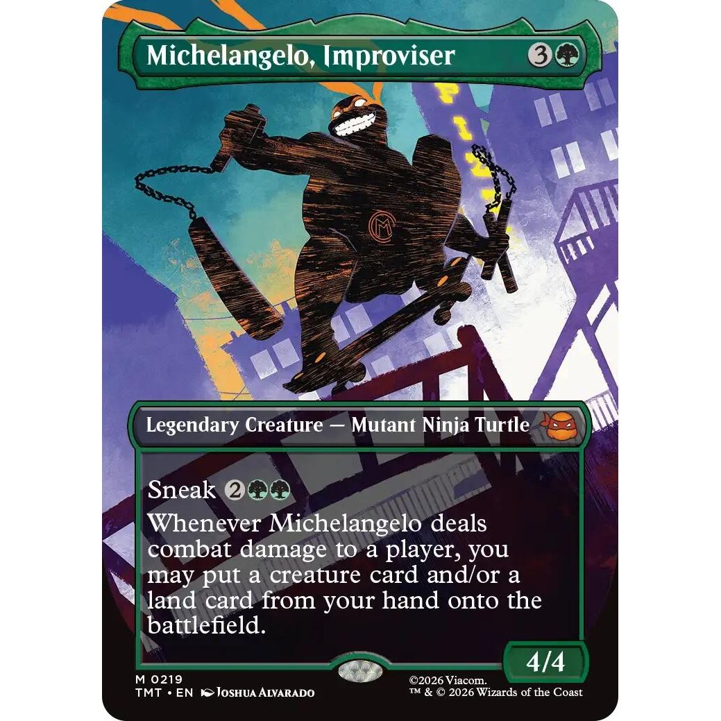 Image for Michelangelo, Improviser (Borderless) (219) (Teenage Mutant Ninja Turtles) - Magic: The Gathering