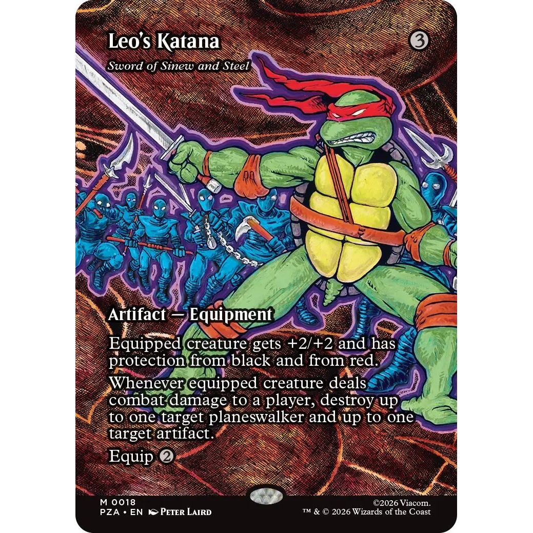 Image for Leo's Katana - Sword of Sinew and Steel (Borderless) (18) (Teenage Mutant Ninja Turtles Source Material) - Magic: The Gathering