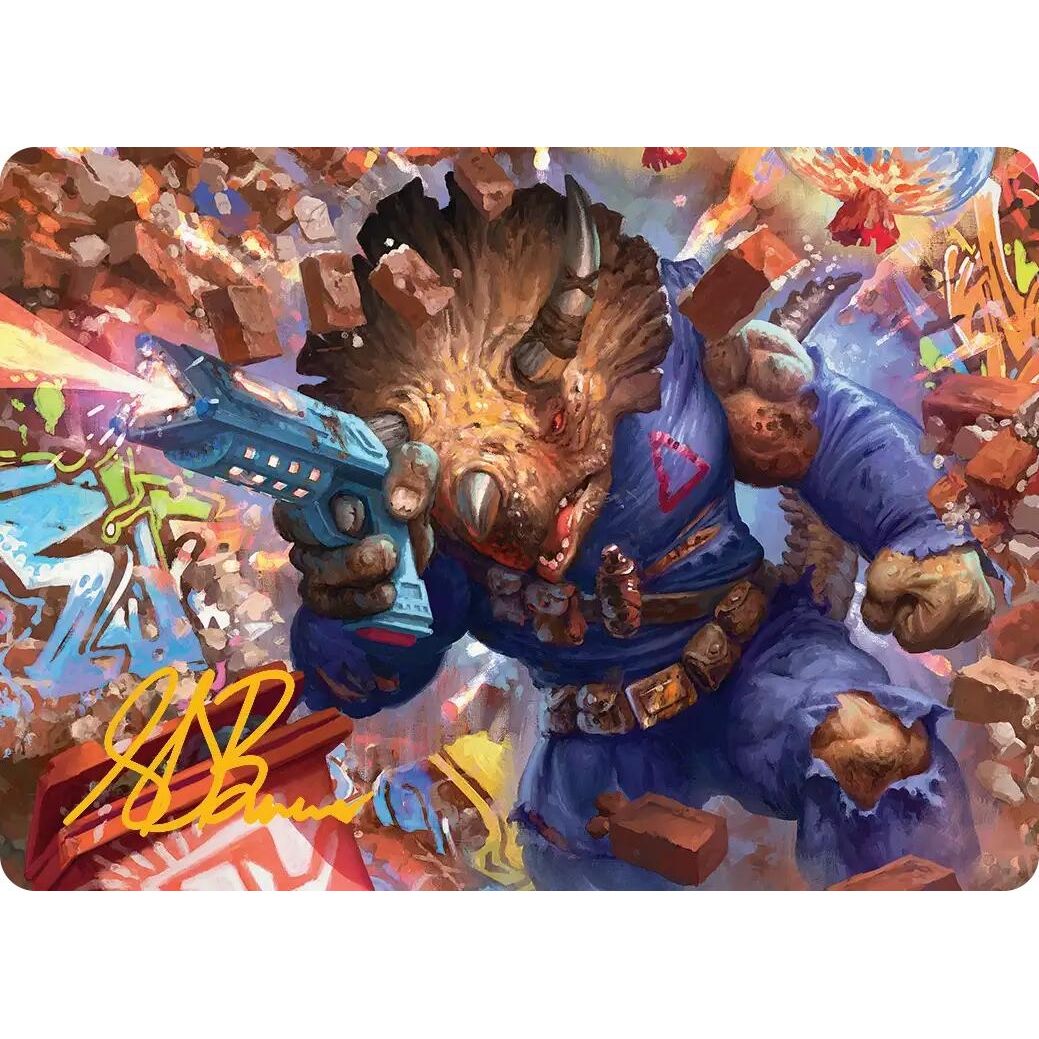 Image for Zog, Triceraton Castaway Art Card (Gold-Stamped Signature) (12) (Teenage Mutant Ninja Turtles) - Magic: The Gathering