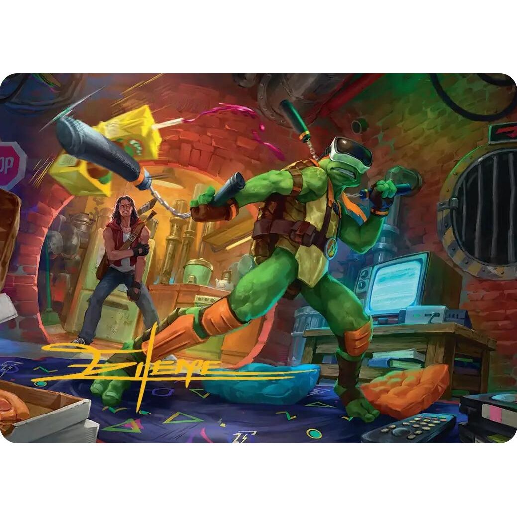 Image for Michelangelo, Game Master Art Card (Gold-Stamped Signature) (13) (Teenage Mutant Ninja Turtles) - Magic: The Gathering
