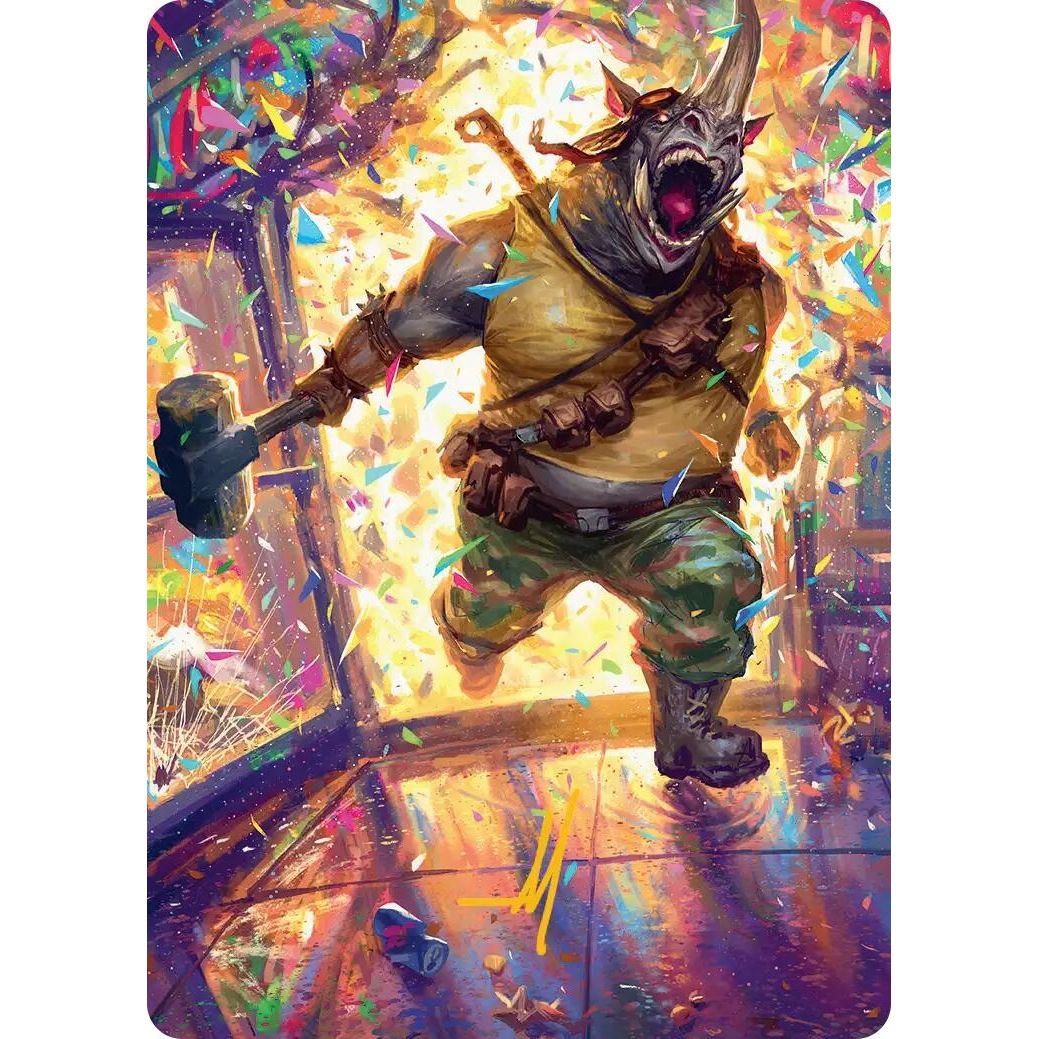 Image for Rocksteady, Rowdy Rhino Art Card (Gold-Stamped Signature) (54) (Teenage Mutant Ninja Turtles) - Magic: The Gathering