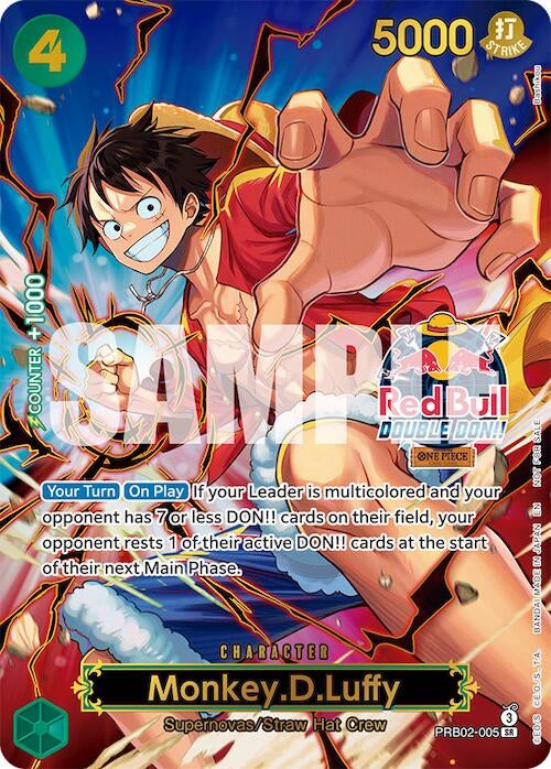 Image for Monkey.D.Luffy (Red Bull Double Don!!) (Winner) (Textured) (PRB02-005) (One Piece Promotion Cards) (OP-PR) - One Piece Card Game