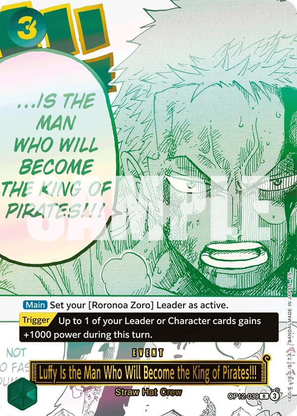 Image for Luffy Is the Man Who Will Become the King of Pirates!!! (Japanese Version 3rd Anniversary Set) (OP12-039) (One Piece Promotion Cards) (OP-PR) - One Piece Card Game