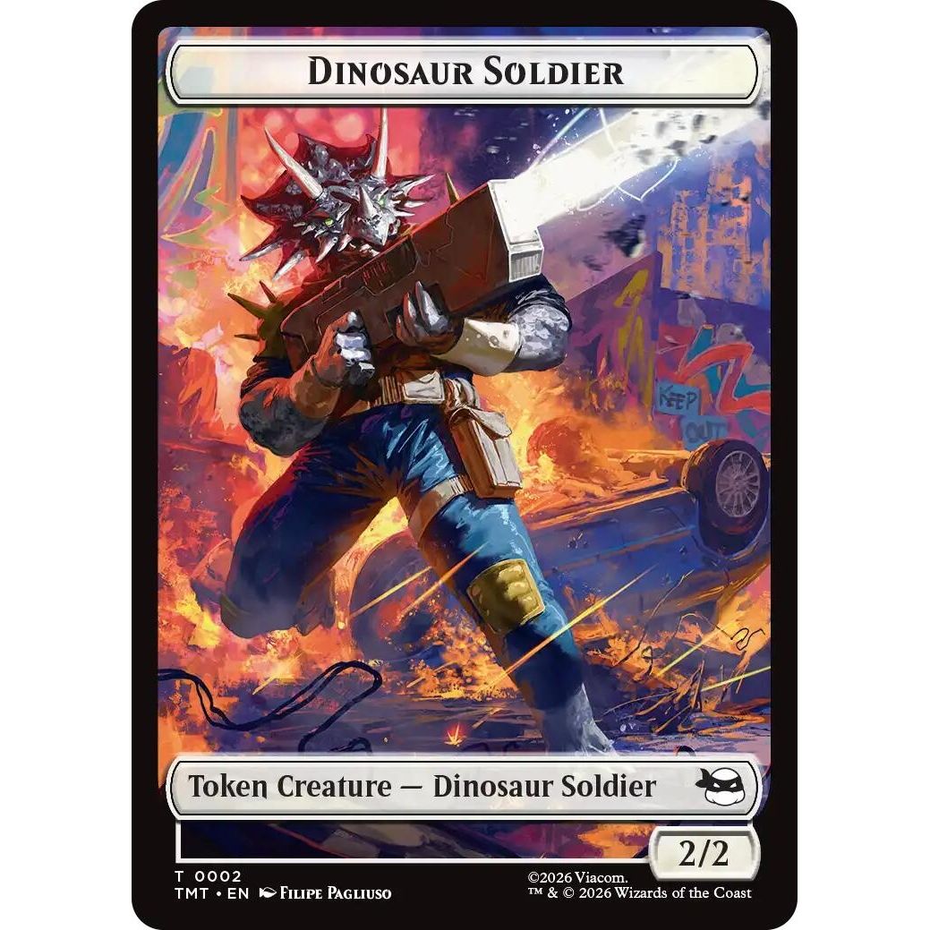Image for Dinosaur Soldier // Copy Double-Sided Token (2 // 1) (Teenage Mutant Ninja Turtles) - Magic: The Gathering