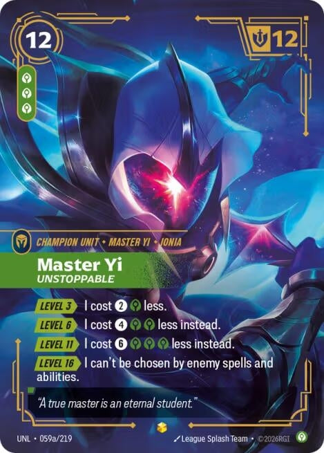 Master Yi - Unstoppable (Alternate Art) (059a/219) (Unleashed)