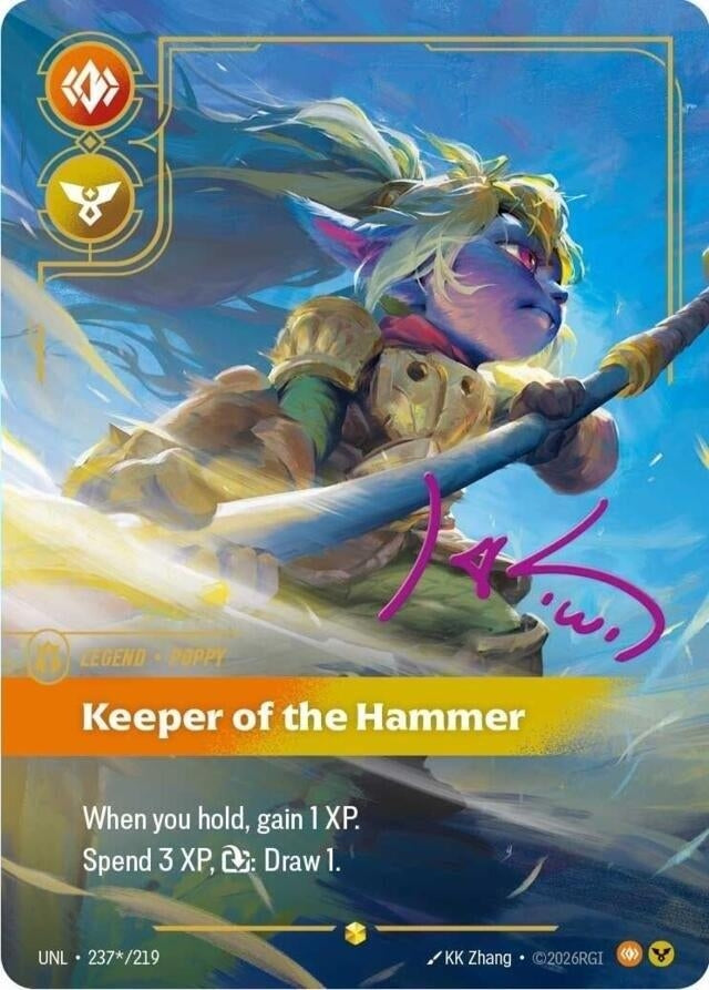 Image for Poppy - Keeper of the Hammer (Signature) (237*/219) (Unleashed) (UNL) - Riftbound: League of Legends Trading Card Game