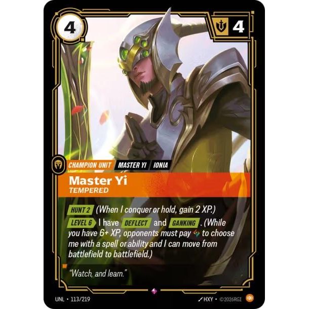 Master Yi - Tempered (113/219) (Unleashed) - PokeBox USA