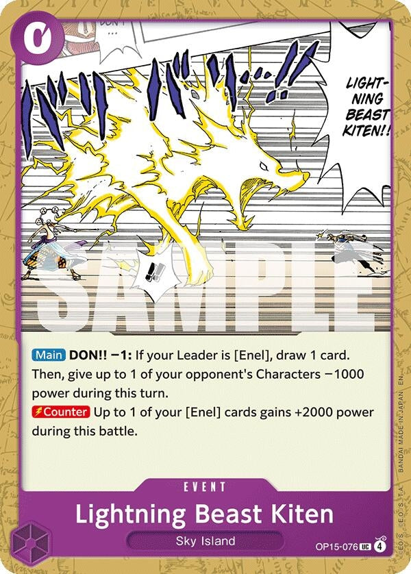 Image for Lightning Beast Kiten (OP15-076) (Adventure on Kami's Island) (OP15-EB04) - One Piece Card Game