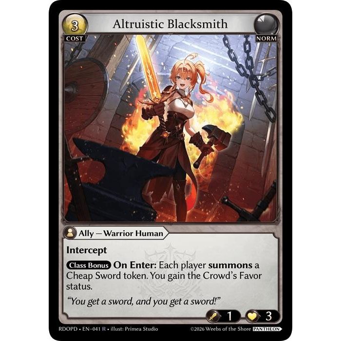 Image for Altruistic Blacksmith (041) (Radiant Origins: Pantheon) - Grand Archive TCG
