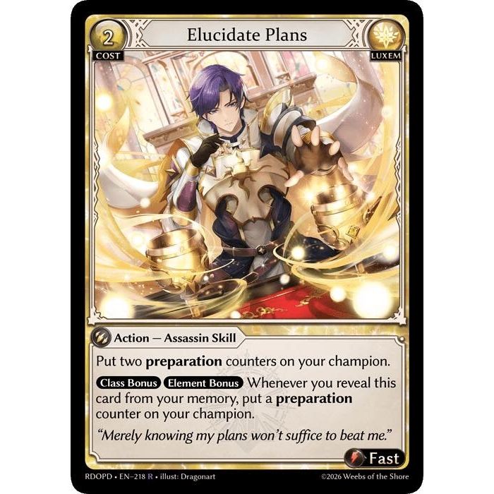Image for Elucidate Plans (218) (Radiant Origins: Pantheon) - Grand Archive TCG