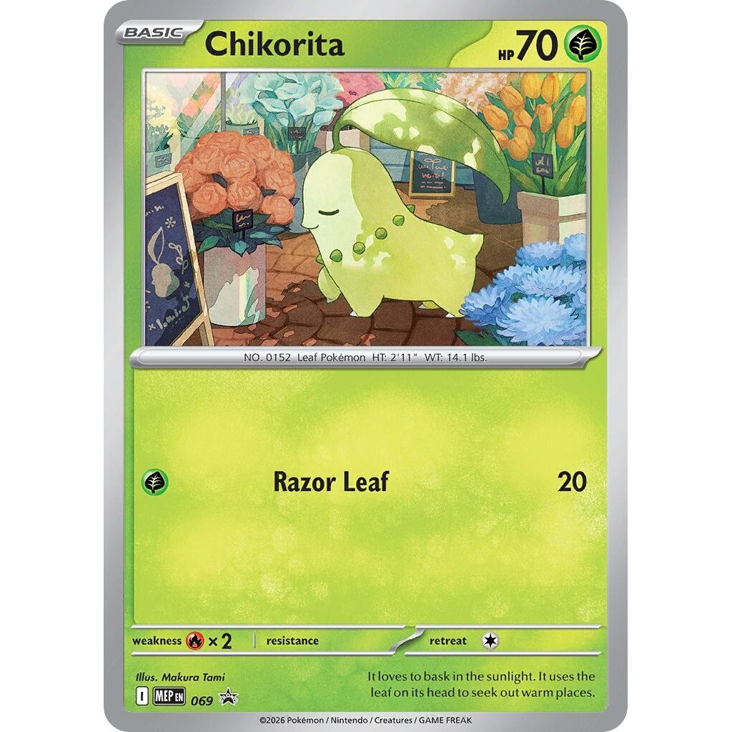 Chikorita (Cosmos Holo) (069) (ME: Mega Evolution Promo) - PokeBox USA