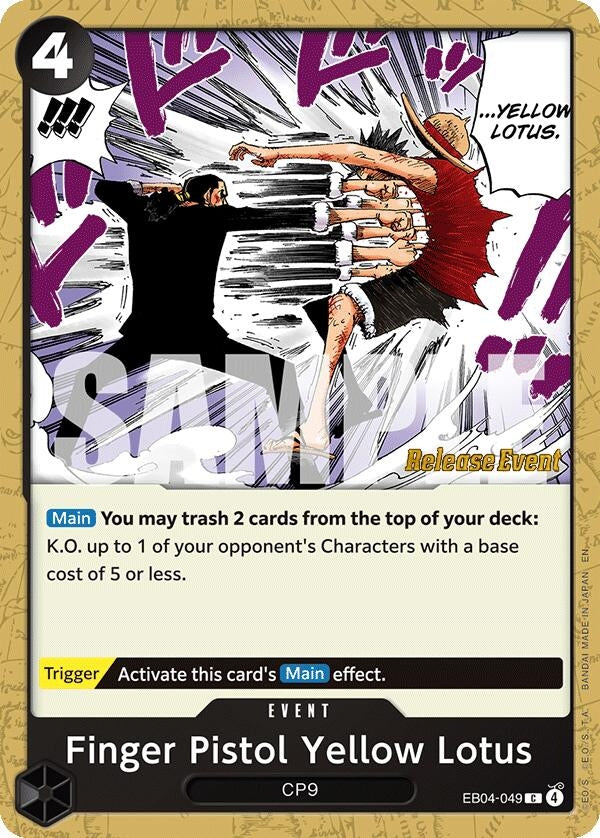 Image for Finger Pistol Yellow Lotus (EB04-049) (Adventure on Kami's Island Release Event Cards) (OP15 RE) - One Piece Card Game