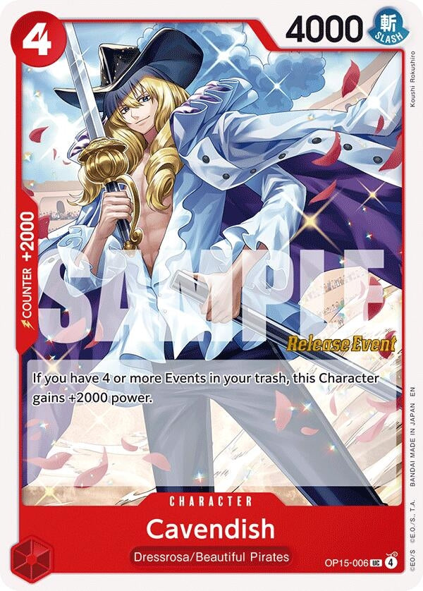Image for Cavendish (OP15-006) (Adventure on Kami's Island Release Event Cards) (OP15 RE) - One Piece Card Game