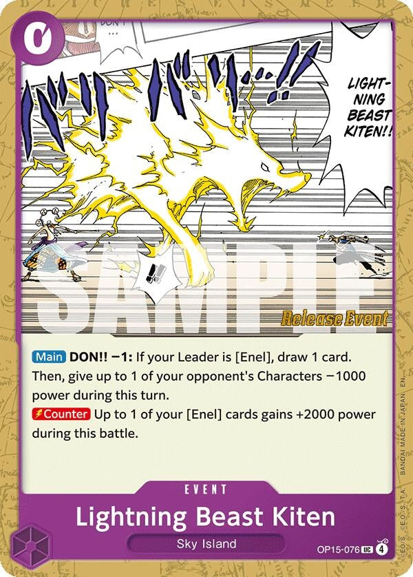 Image for Lightning Beast Kiten (OP15-076) (Adventure on Kami's Island Release Event Cards) (OP15 RE) - One Piece Card Game