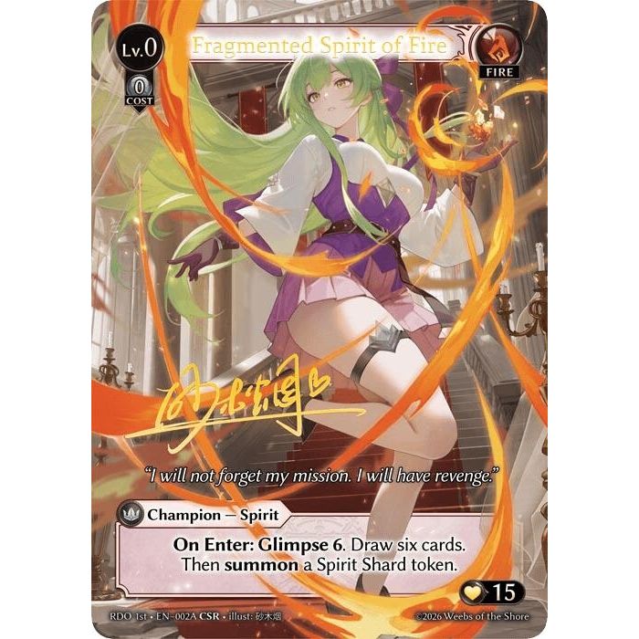 Image for Fragmented Spirit of Fire (002A) (002A) (Radiant Origins) - Grand Archive TCG