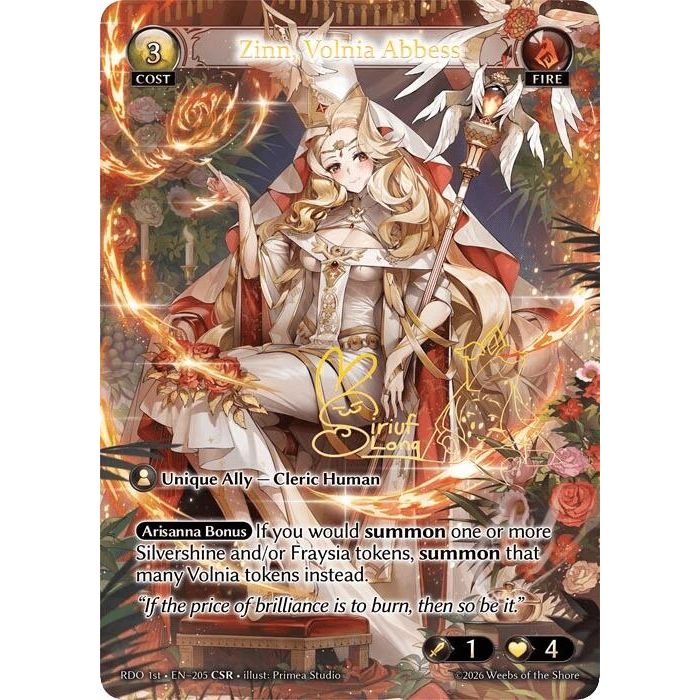 Image for Zinn, Volnia Abbess (CSR) (205) (Radiant Origins) - Grand Archive TCG