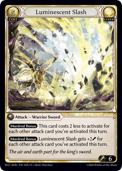 Image for Luminescent Slash (034) (Mordred Re: Collection, Aurelian Regent) (AURR) - Grand Archive TCG