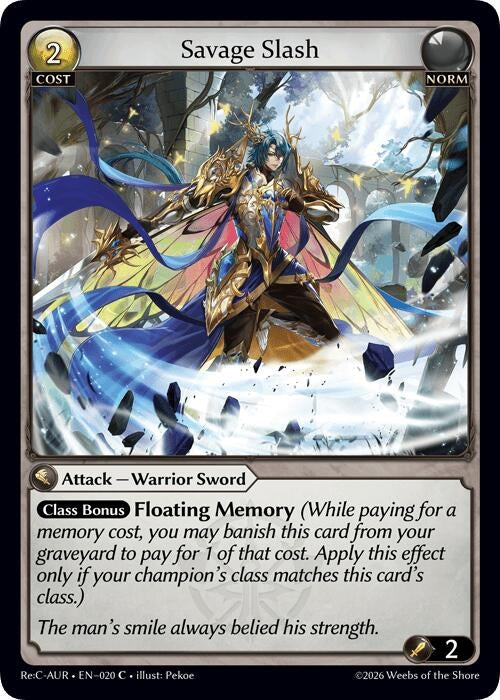 Image for Savage Slash (020) (Mordred Re: Collection, Aurelian Regent) (AURR) - Grand Archive TCG