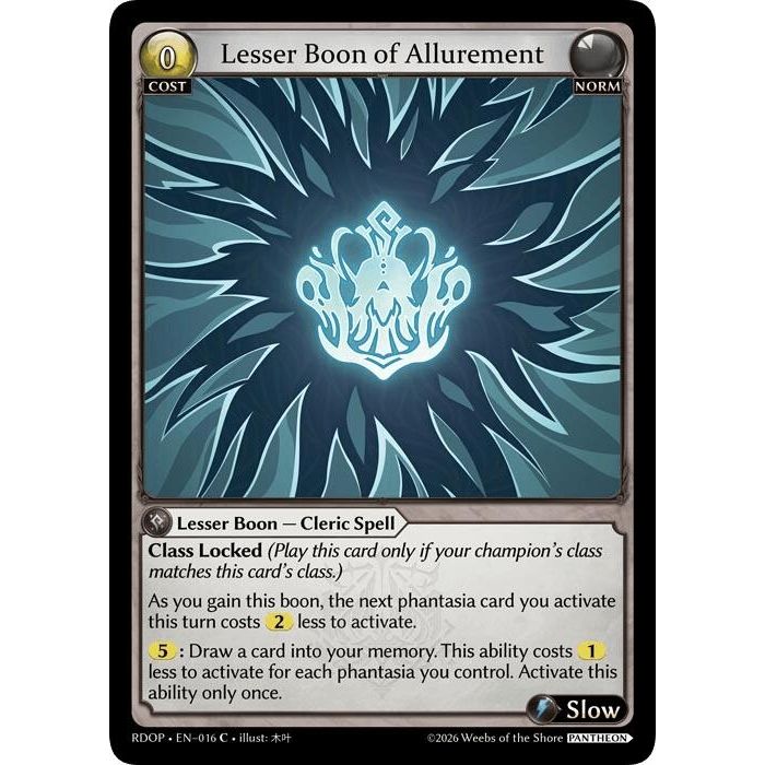 Image for Lesser Boon of Allurement (016) (Radiant Origins: Pantheon) - Grand Archive TCG
